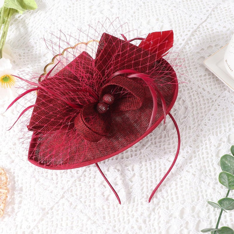 DRESHOW Fascinators Hat Feather Headband Women's Fascinators Tea Party Headwear with Clip Flower Head Band for Girls & Women - Image 4